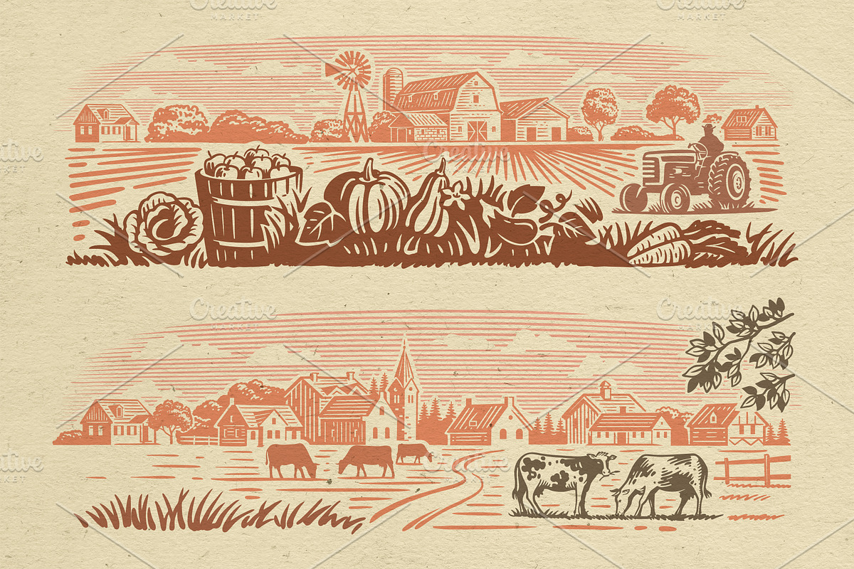 Vintage village vector. Vol2., an Animal Illustration by bioraven (Photo 13 of 18)