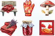 Watercolor Red Autumn Cottage PNG, an Illustration by CraftArtStudio (Thumbnail 2 of 6)