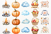 Cute Watercolor Autumn PNG Clipart, a Person Illustration by SugarCloudStudioArt (Thumbnail 2 of 6)