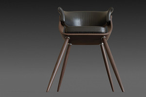 Wooden Chair With A Dark Leather