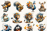 Whimsical Animals Clipart Bundle, an Animal Illustration by BusyDaydesign (Thumbnail 3 of 9)