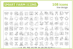 Smart Farm And Agri Tech Icons Set