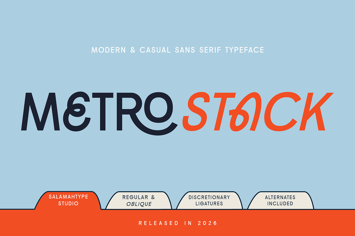 Metrostack – Modern Bold Font, a Sans Serif Font by Salamahtype (Photo 1 of 8)