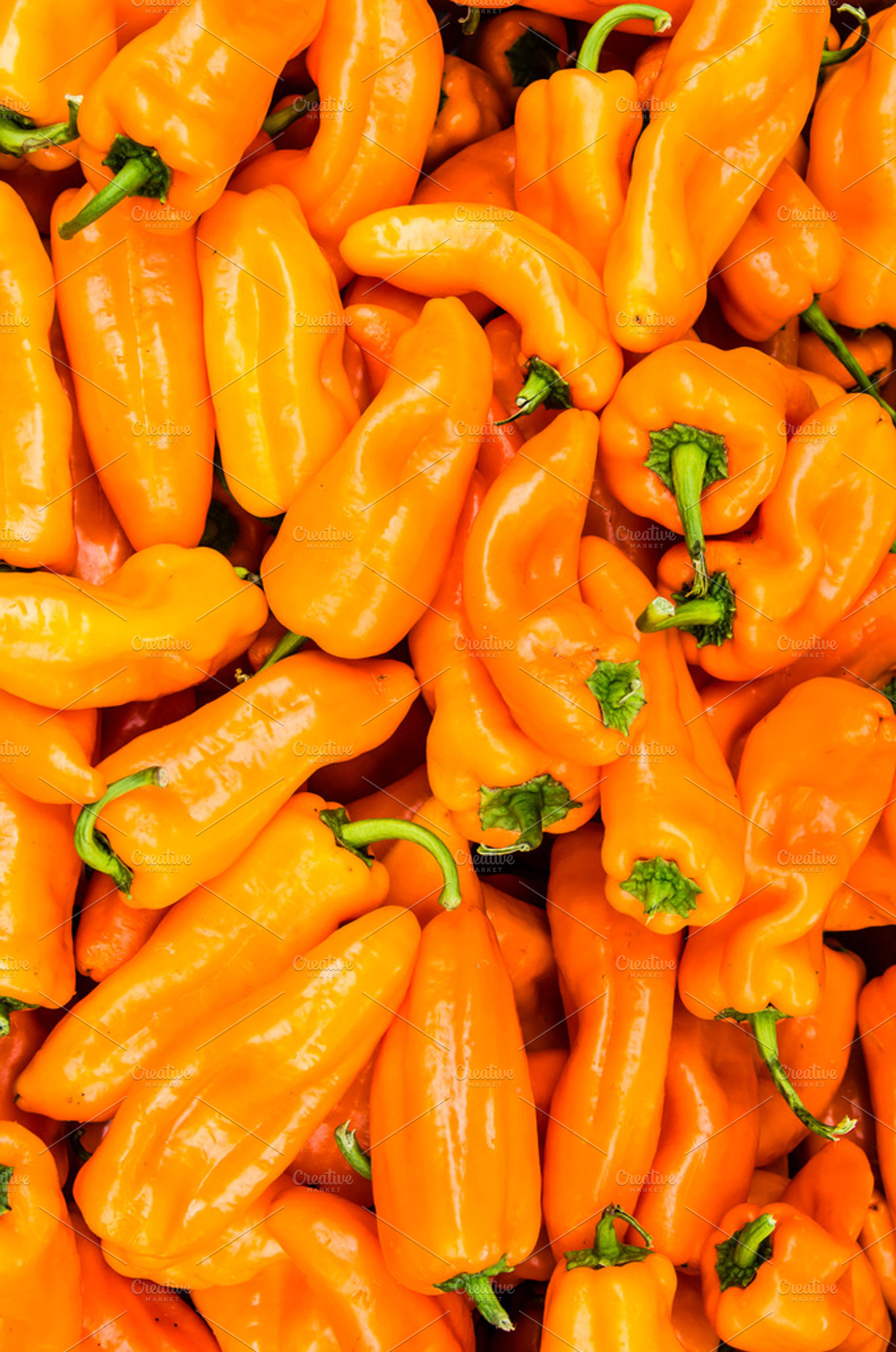 Orange Peppers At The Market