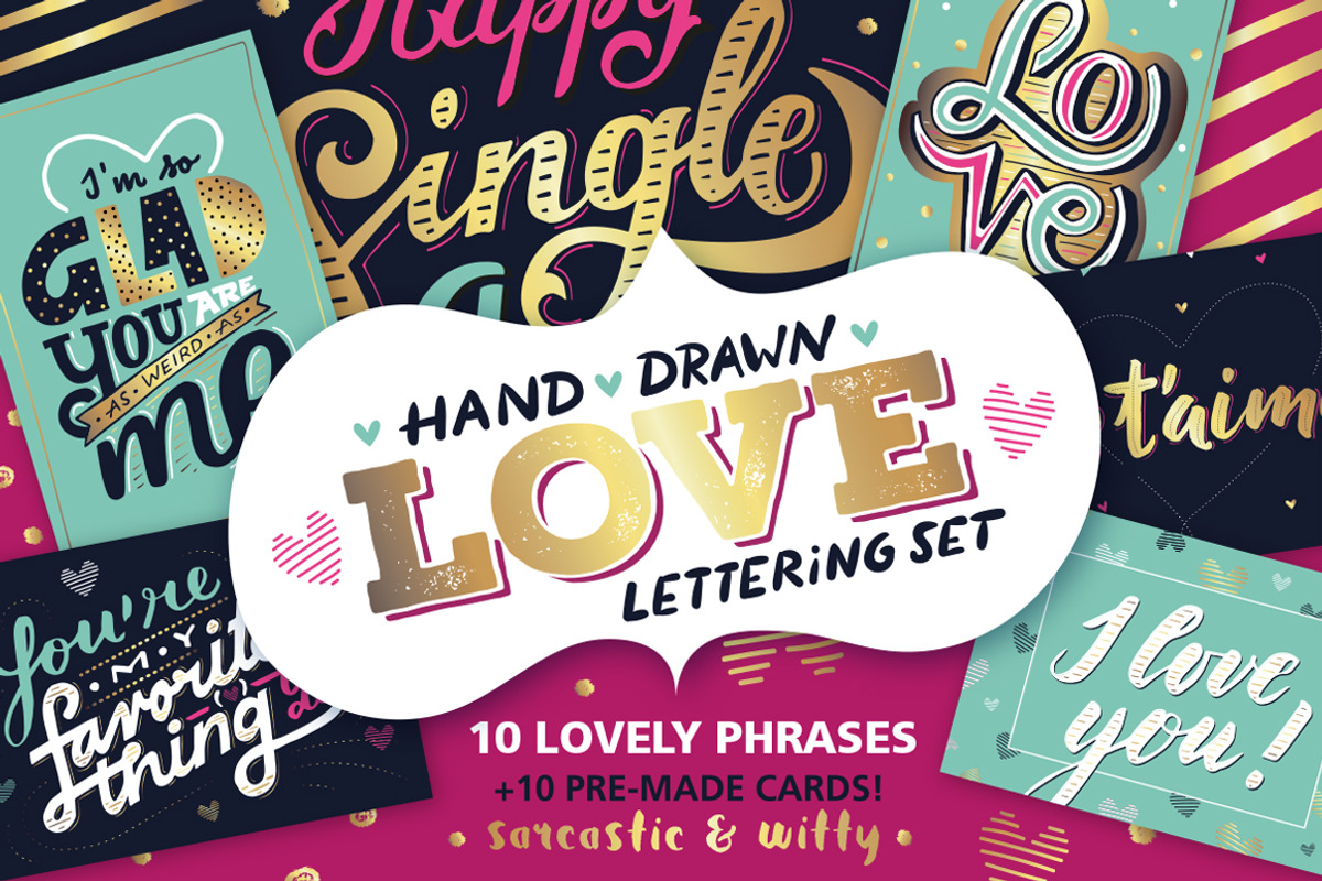 Love lettering | Valentine's Cards, a Graphic by Alexandra Deus (Photo 1 of 5)