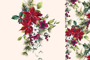 Watercolor Poinsettia Christmas Clip