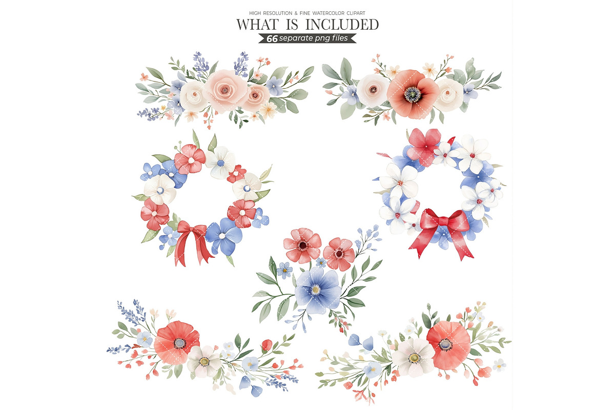 4th of July Watercolor Clipart, an Illustration by CharmClipart (Photo 7 of 9)