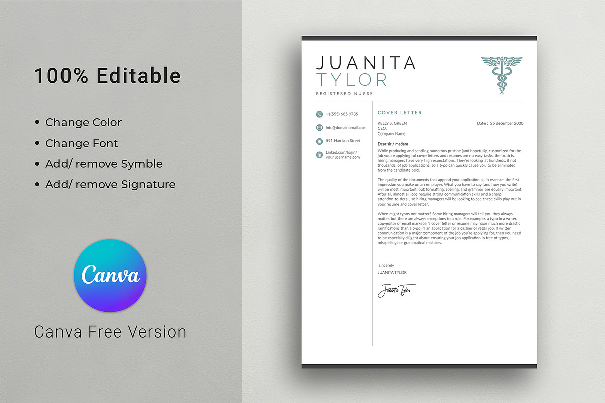 Nurse Resume Template Canva, a Resume Template by DesignDevisers (Photo 8 of 13)