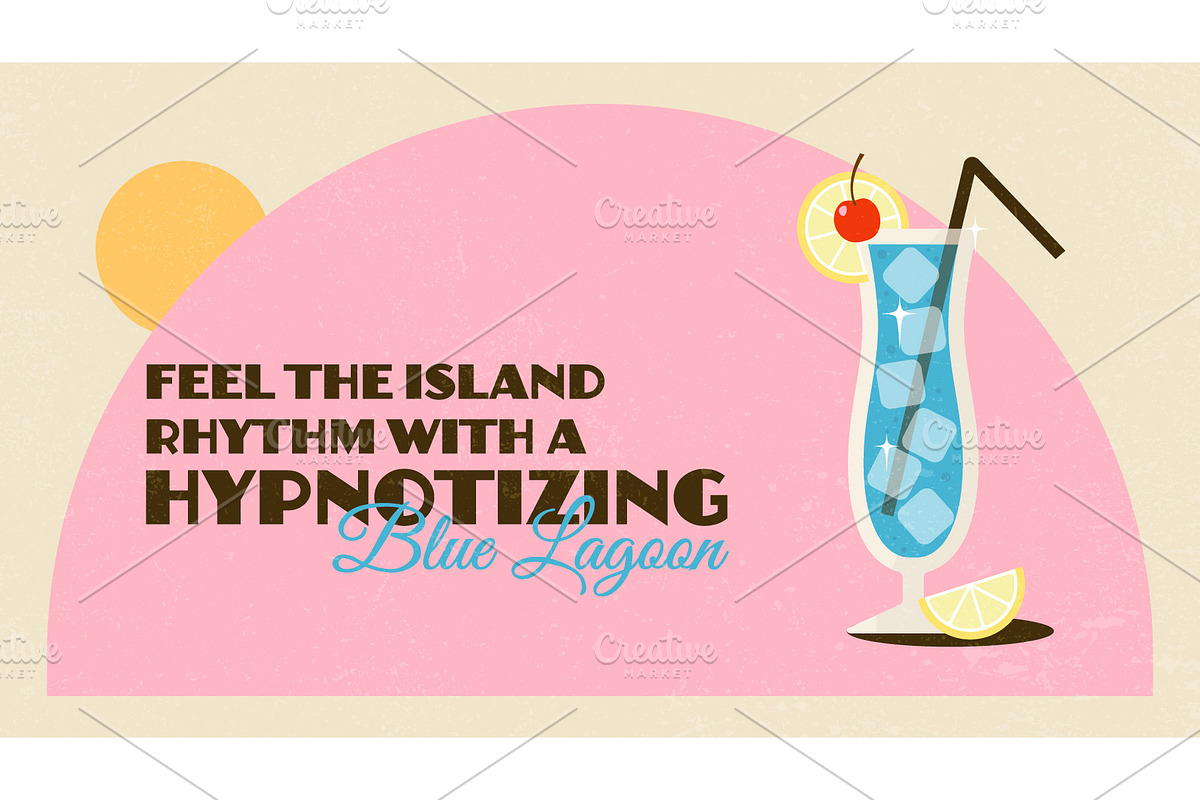 10 Summer Retro Cocktail Banners, a Seasonal Illustration by Soulprint Mercury (Photo 9 of 12)