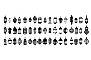 Ramadan lanterns black icons vector, an Illustration by Stock-Smart-Start