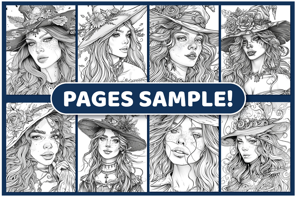 200 Beauty Witch Coloring Pages, an Illustration by BrightMart (Photo 3 of 3)