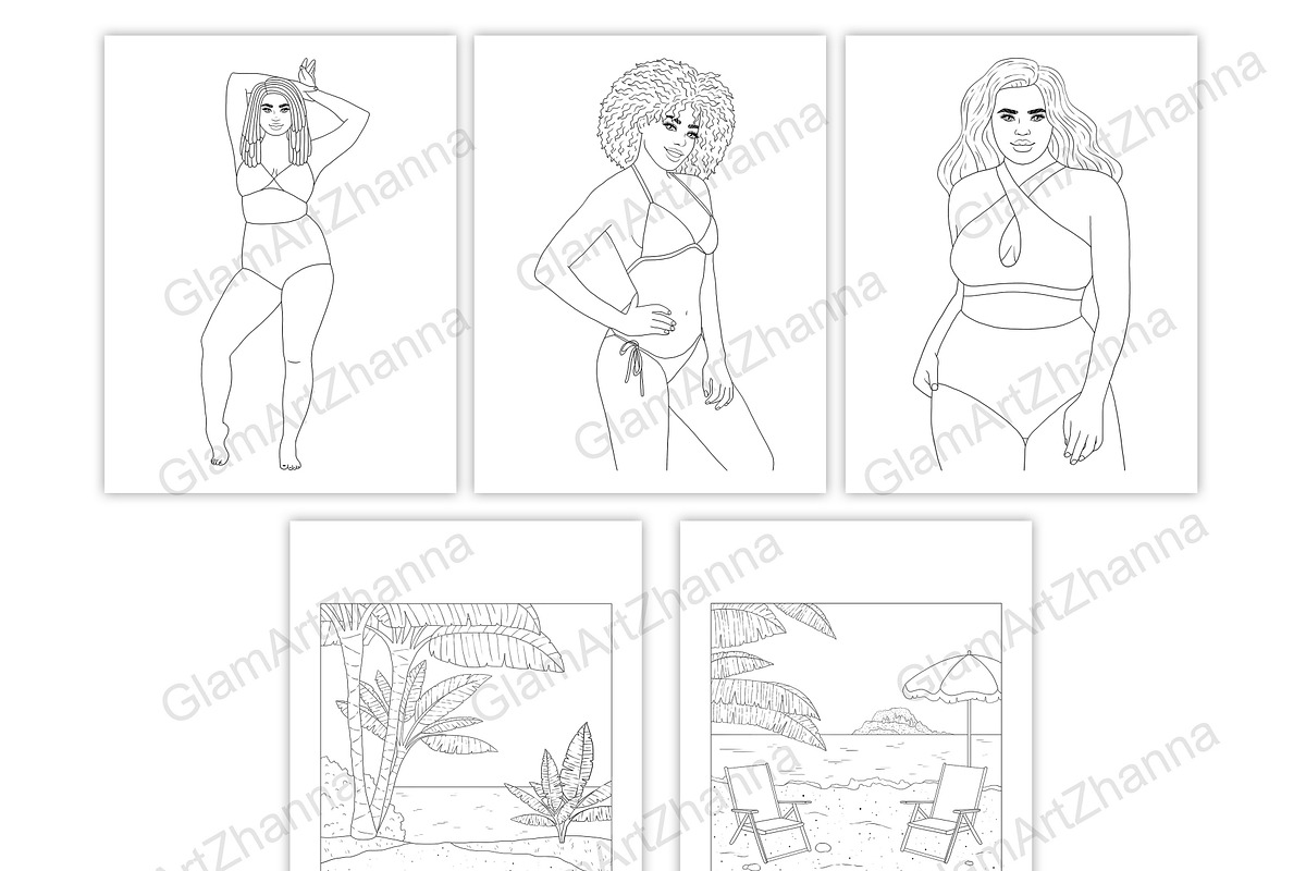 Coloring Book Summer 1, a Person Illustration by GlamArtZhanna (Photo 4 of 8)