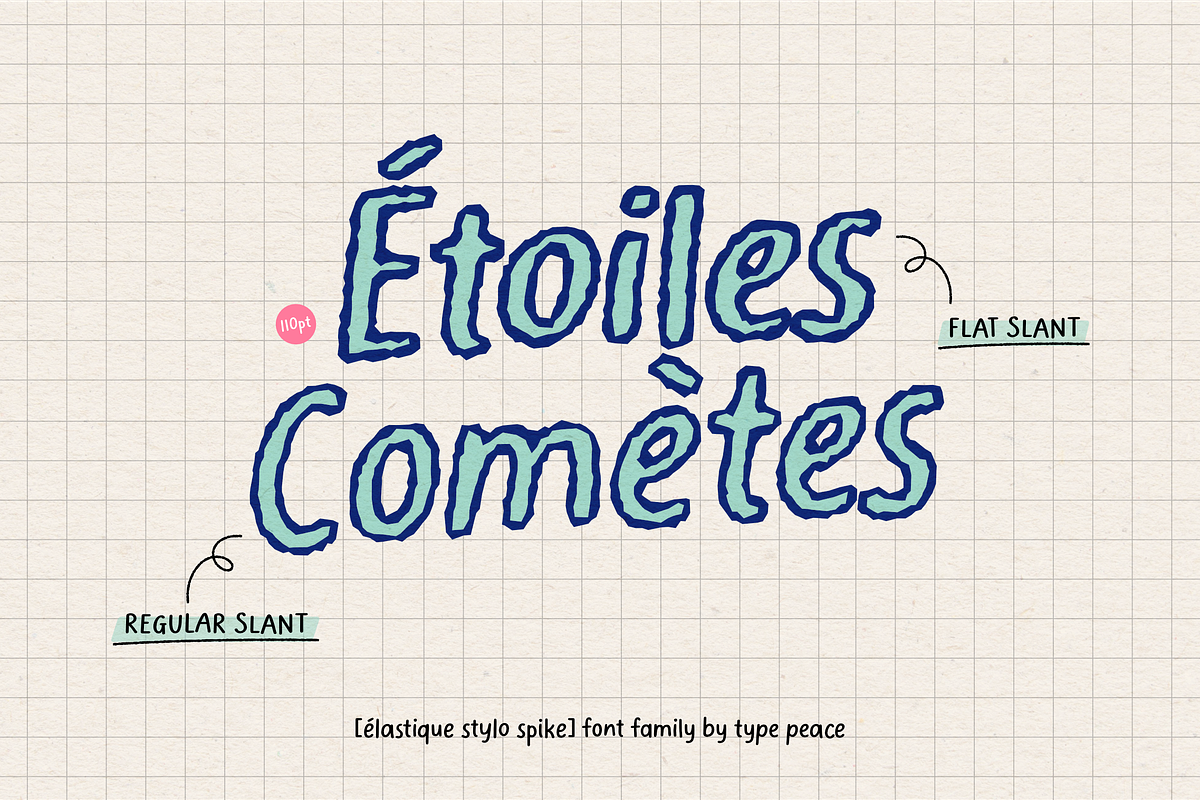Elastique Stylo Spike - Outline Font, a Slab Serif Font by type peace (Photo 9 of 14)