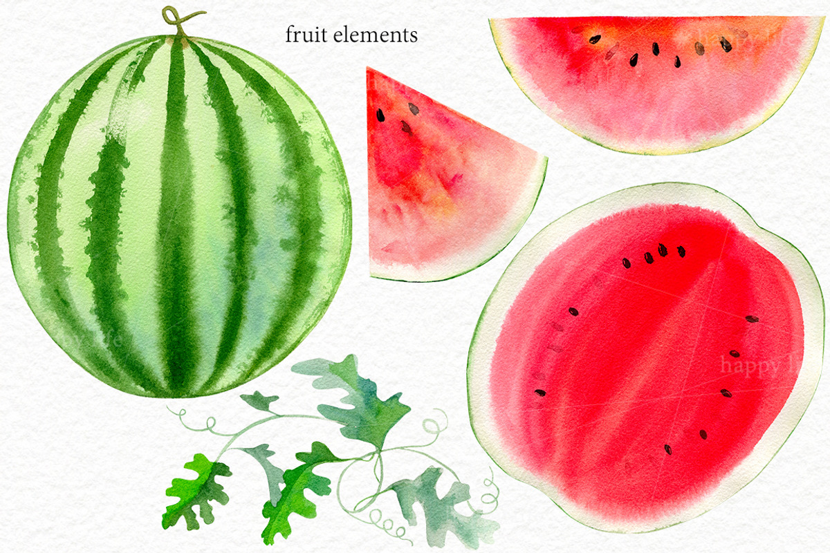 Watermelon watercolor kit, a Food Illustration by Elegantia (Photo 2 of 8)