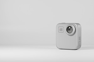 Compact action camera on gray background with copy space, a Technology Photo by RF Images