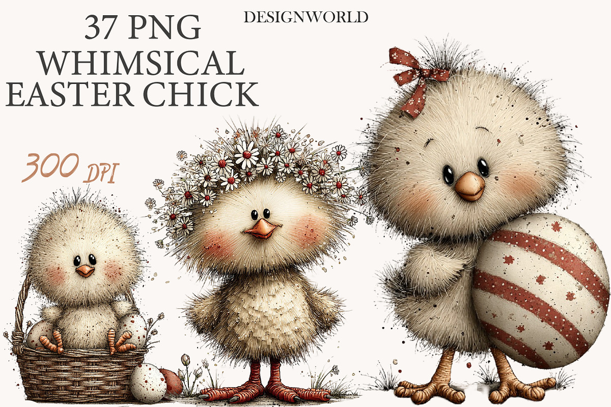 Whimsical Easter Chick Clipart, an Illustration by Designworld (Photo 1 of 10)