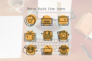 Retro Style Line Icons, a Duotone Icon by Lyolya Profitrolya