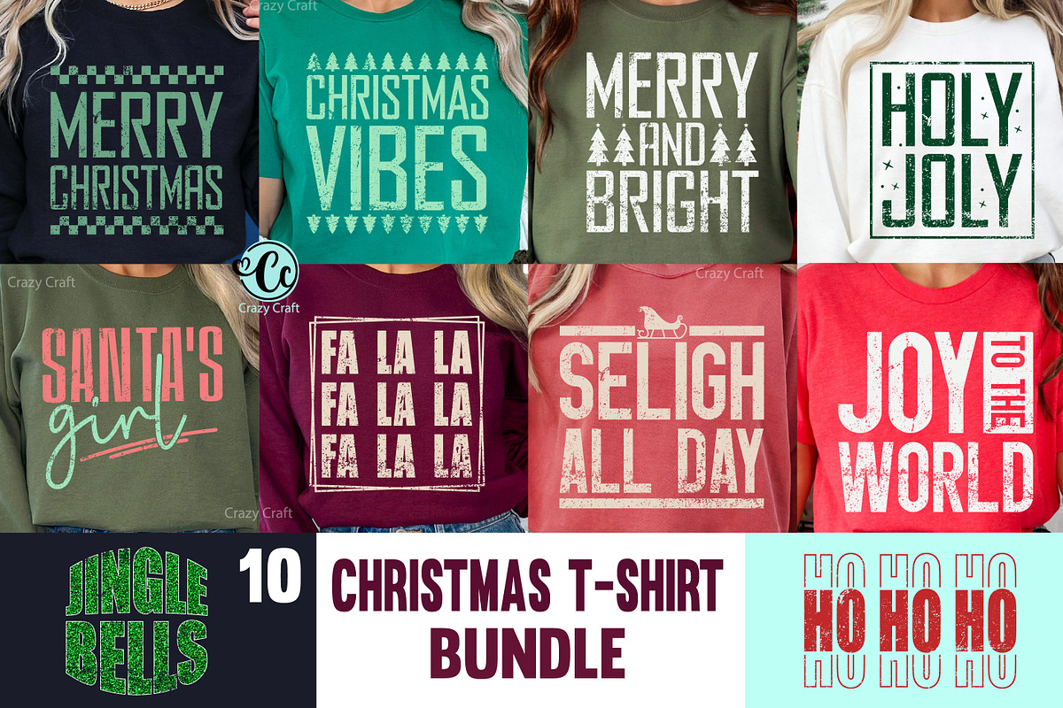 Christmas T-shirt SVG PNG Bundle, a Graphic by CrazyCraft (Photo 1 of 5)