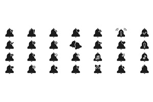 Notification Bell Solid Icon Set, an Object Illustration by Gentle Studio