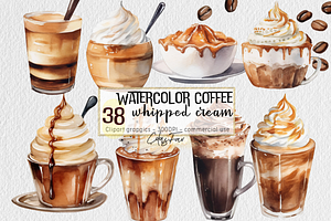 Coffee Whipped Cream Watercolor Set