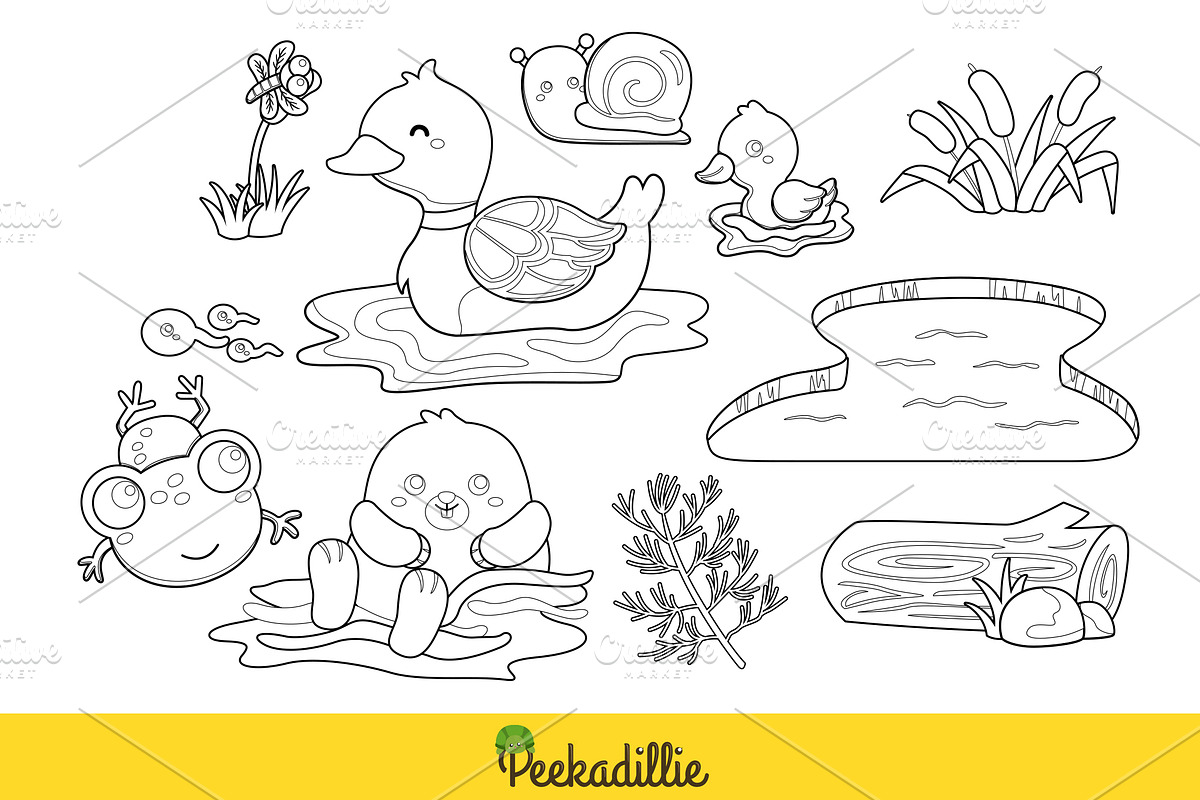 Cute Pond Animal Digital Stamp, an Animal Illustration by Peekadillie Art (Photo 3 of 3)