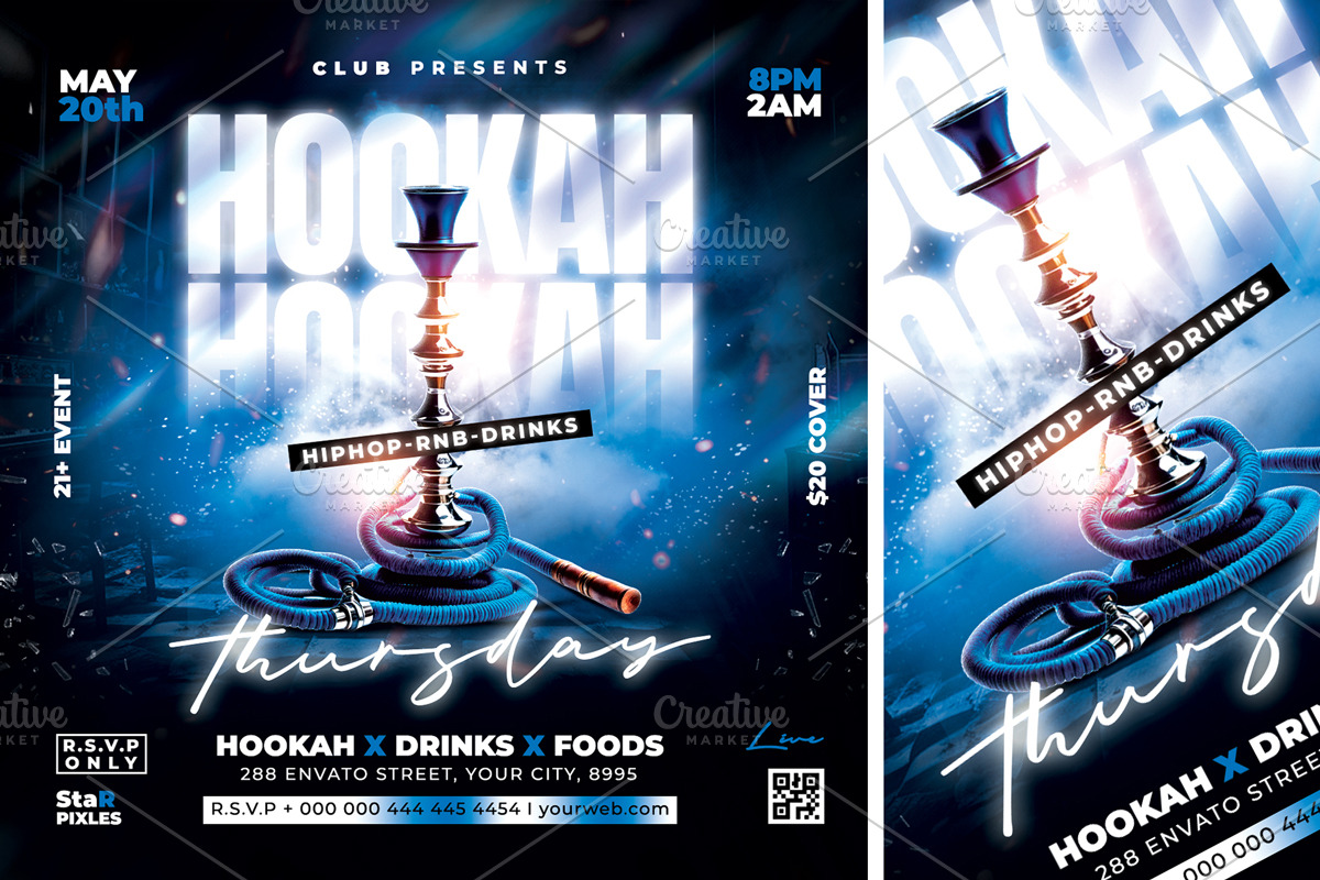 Hookah Lounge Flyer, a Flyer Template by StarPixles11