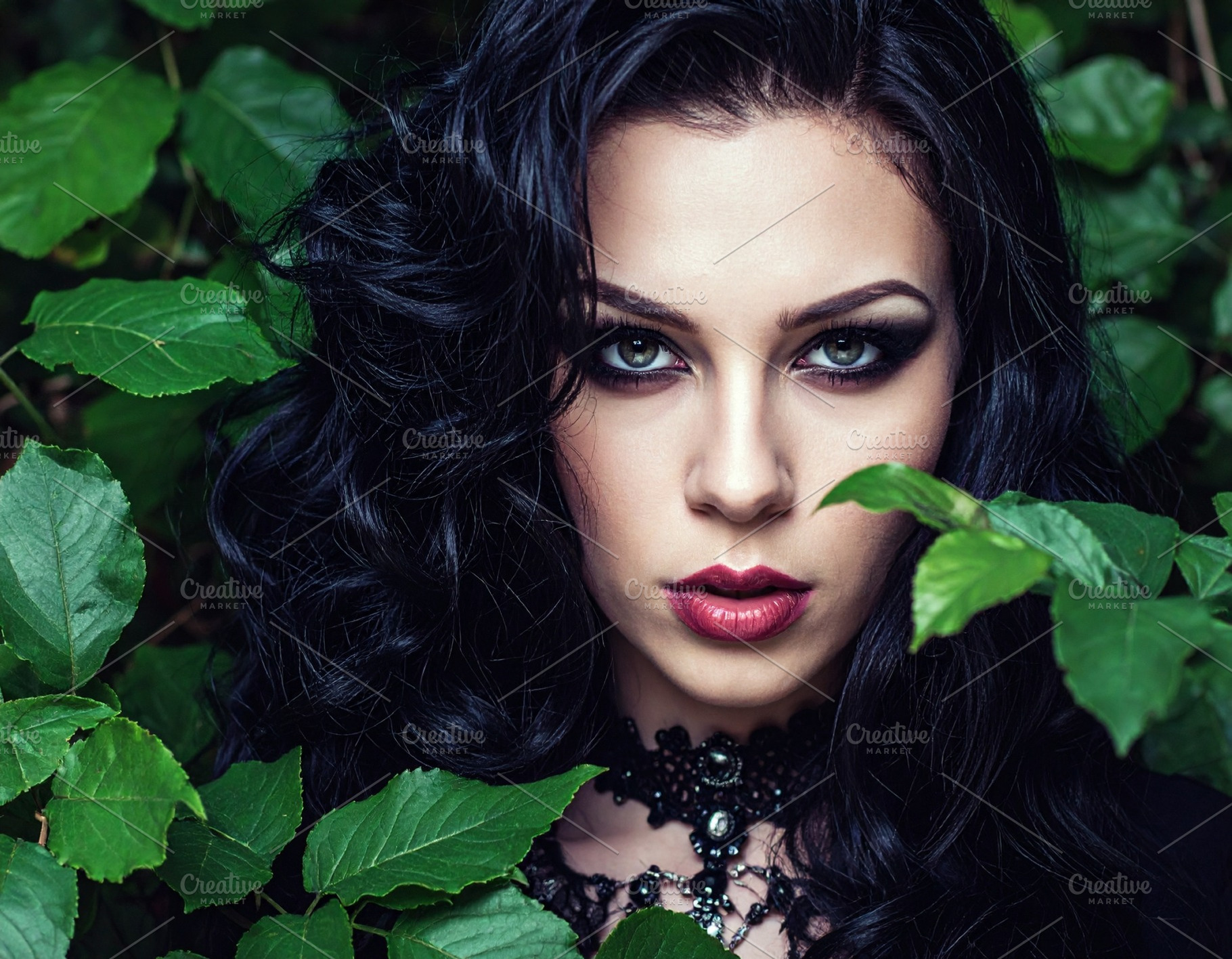 beautiful young goth woman portrait AI generated, a Photo by WorldOfPhotos