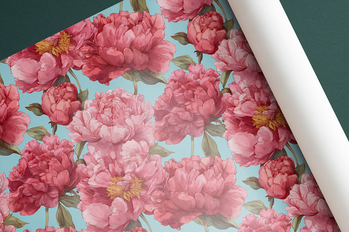 POET'S PEONY Seamless Pattern, a Pattern Graphic by AYAKA Studio Co. (Photo 2 of 9)