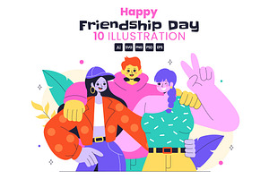 10 Happy Friendship Day Illustration, a Person Illustration by denayunebgt