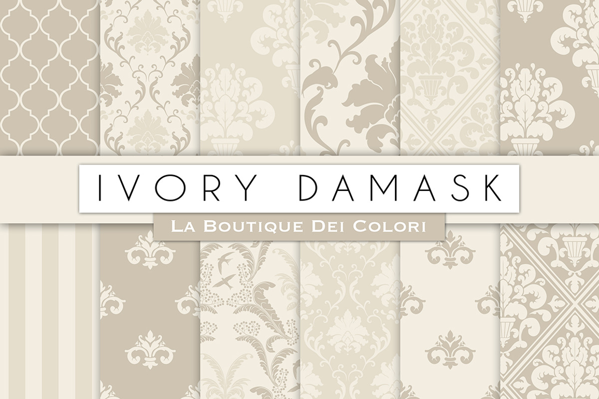 Ivory Damask Seamless Digital Paper, a Pattern Graphic by La Boutique ...