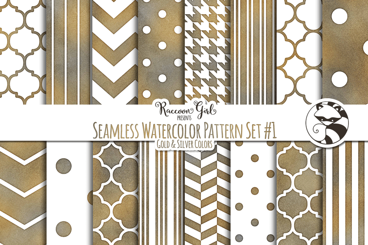 Seamless Watercolor Patterns #1 GS, a Pattern Graphic by RaccoonGirl Design (Photo 1 of 3)