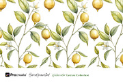 Watercolor Lemons Clipart & Pattern, an Object Graphic by crafty (Thumbnail 5 of 15)