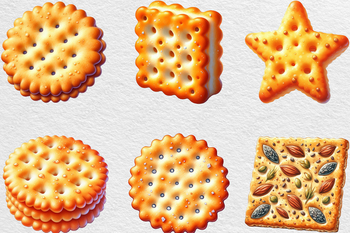 Cracker Watercolor Clipart, an Illustration by Black Bird Studio (Photo 3 of 6)