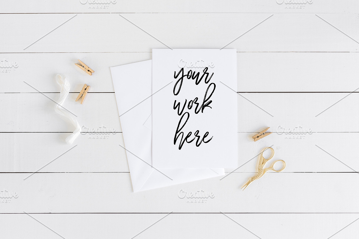 A5 Invitation Card Mockup + Envelope, a Print Template by Salt Color Studio