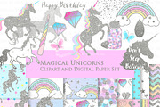 Magical Unicorns, Einhorn, Silver, an Illustration by Mia's Graphic Design (Thumbnail 2 of 10)