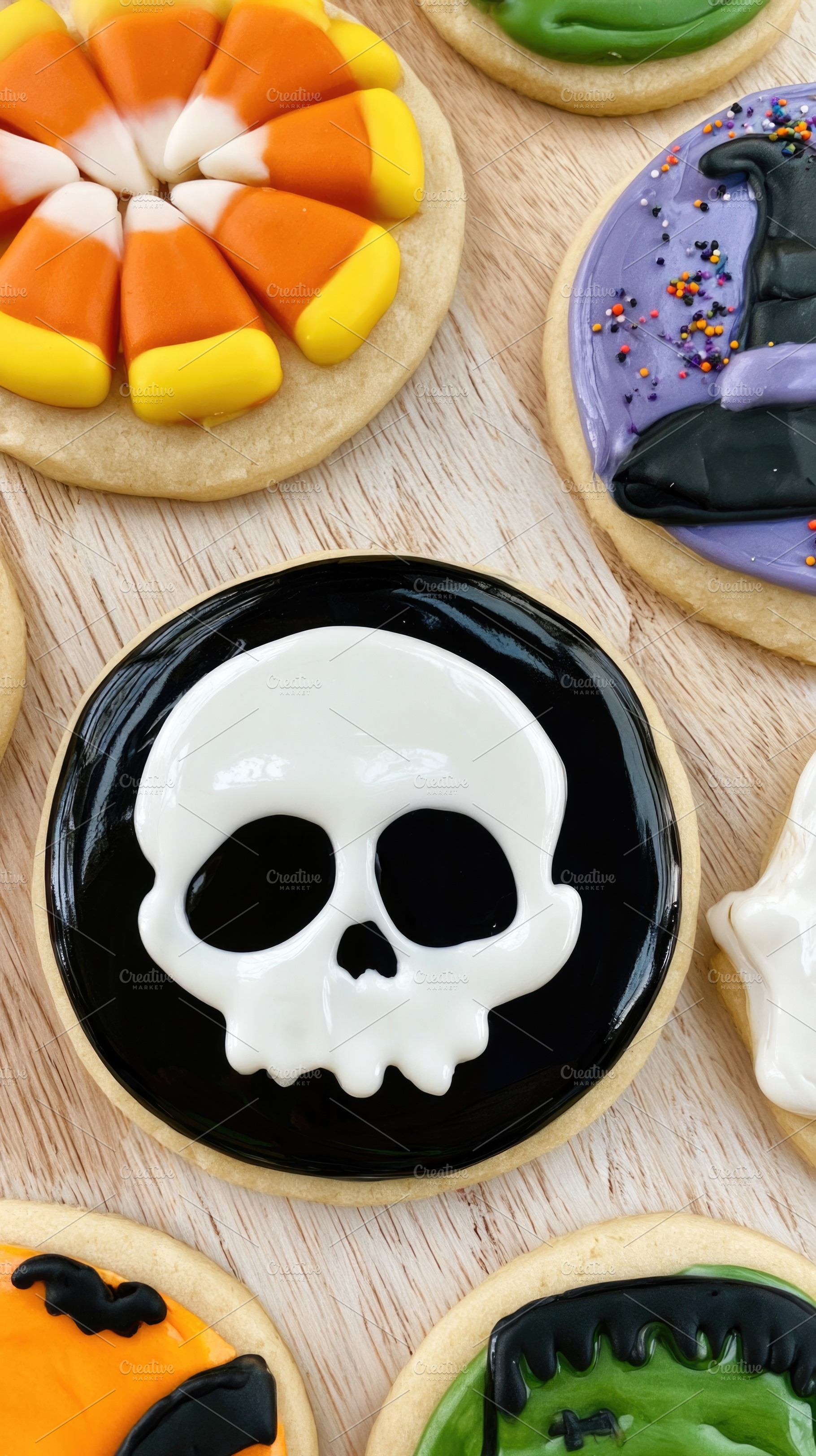 Assorted Halloween sugar cookies with ghosts skulls haunted hous, a Food & Drink Photo by José Manuel Gelpi