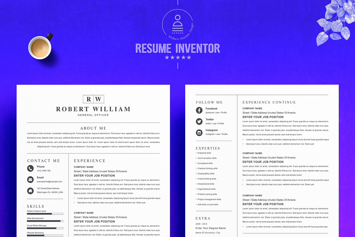 Clean & Simple Resume Template Word, a Resume Template by ResumeInventor