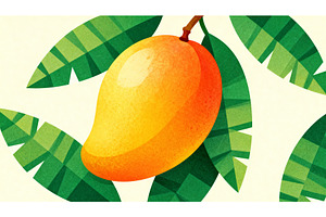 Cartoon Picture of a Mango Fruit, a Food Illustration by Elen_Art