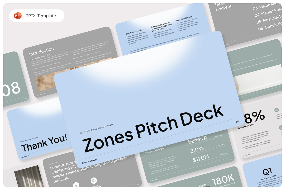 Zones Pitch Deck PowerPoint Template, a Presentation Template by Premast (Photo 1 of 4)