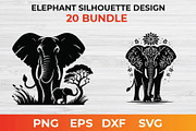 Elephant Silhouette Design bundle, an Animal Illustration by bossdesigner (Thumbnail 3 of 3)