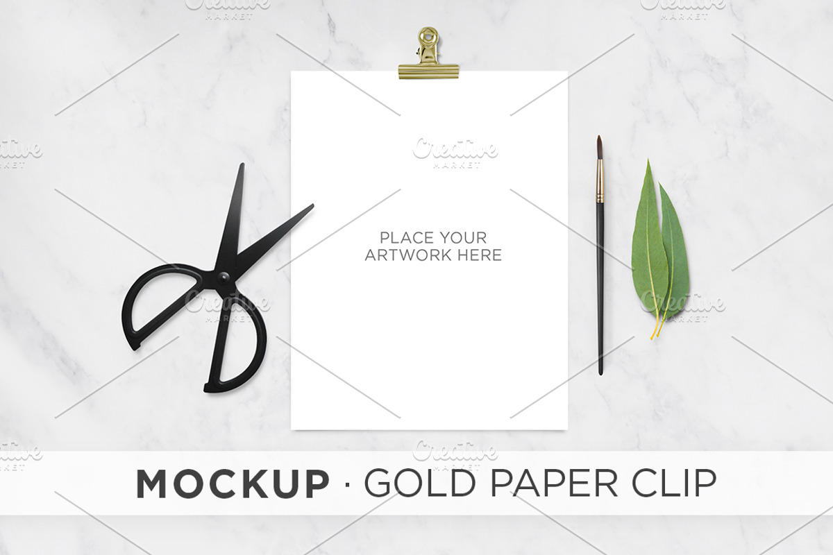 Mockup . Gold Paper Clip, a Print Template by tomodachi studio (Photo 1 of 6)