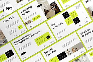 White Yellow Company Profile PPT, a Presentation Template by graphicook