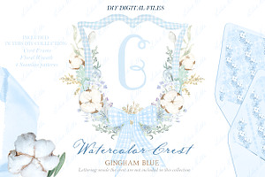 Blue Gingham Wedding Family Crest