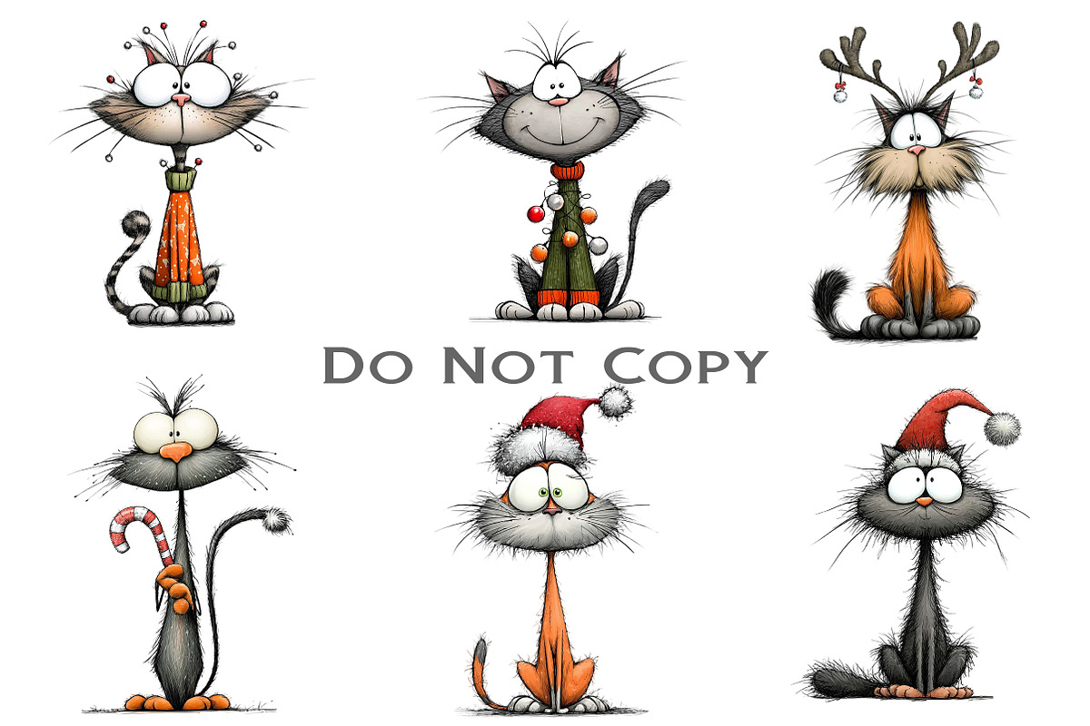 Quirky Christmas Cat Clipart, an Illustration by Craft Nest (Photo 9 of 13)