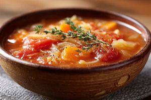 Hearty homemade vegetable soup with, a Food & Drink Photo by MistyDay
