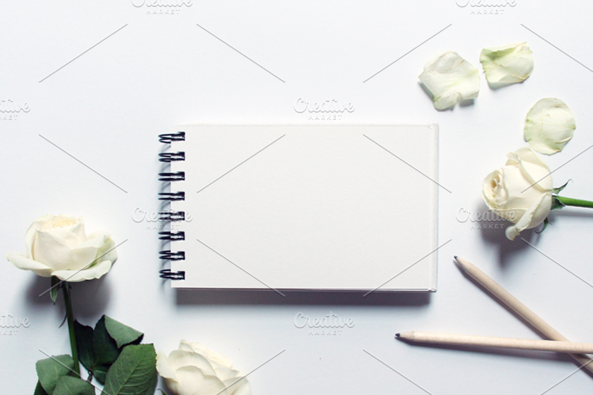 White Roses Stock Mockup, a Print Template by littleprince (Photo 1 of 6)