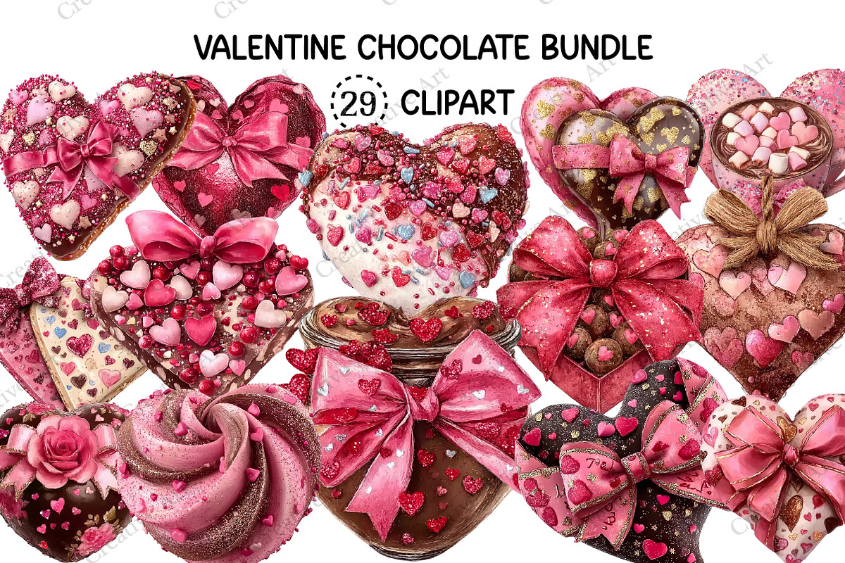 Valentine Chocolate Clipart Bundle, an Illustration by Creative Art (Photo 1 of 9)