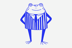 Frog in Suit Doodle Illustration, an Animal Illustration by Danil Polshin