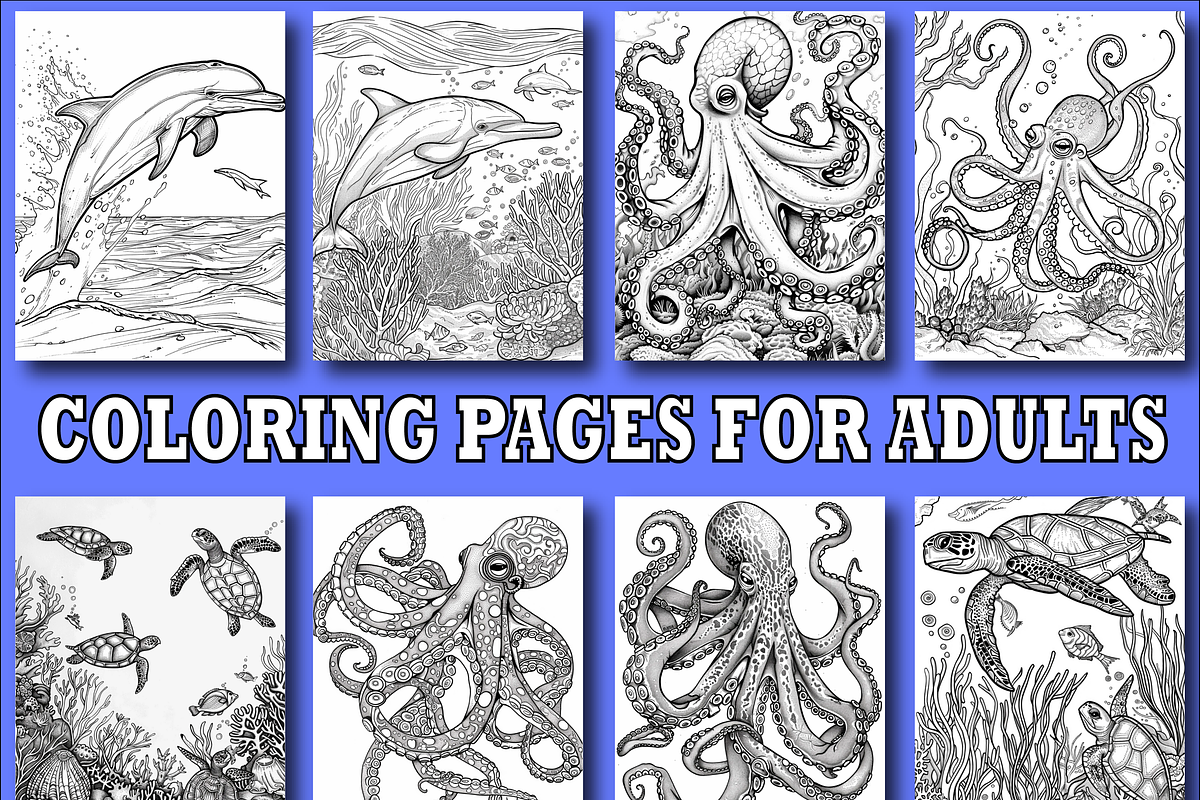 Ocean Animal Coloring Book V2, an Animal Illustration by Design Zone (Photo 3 of 7)