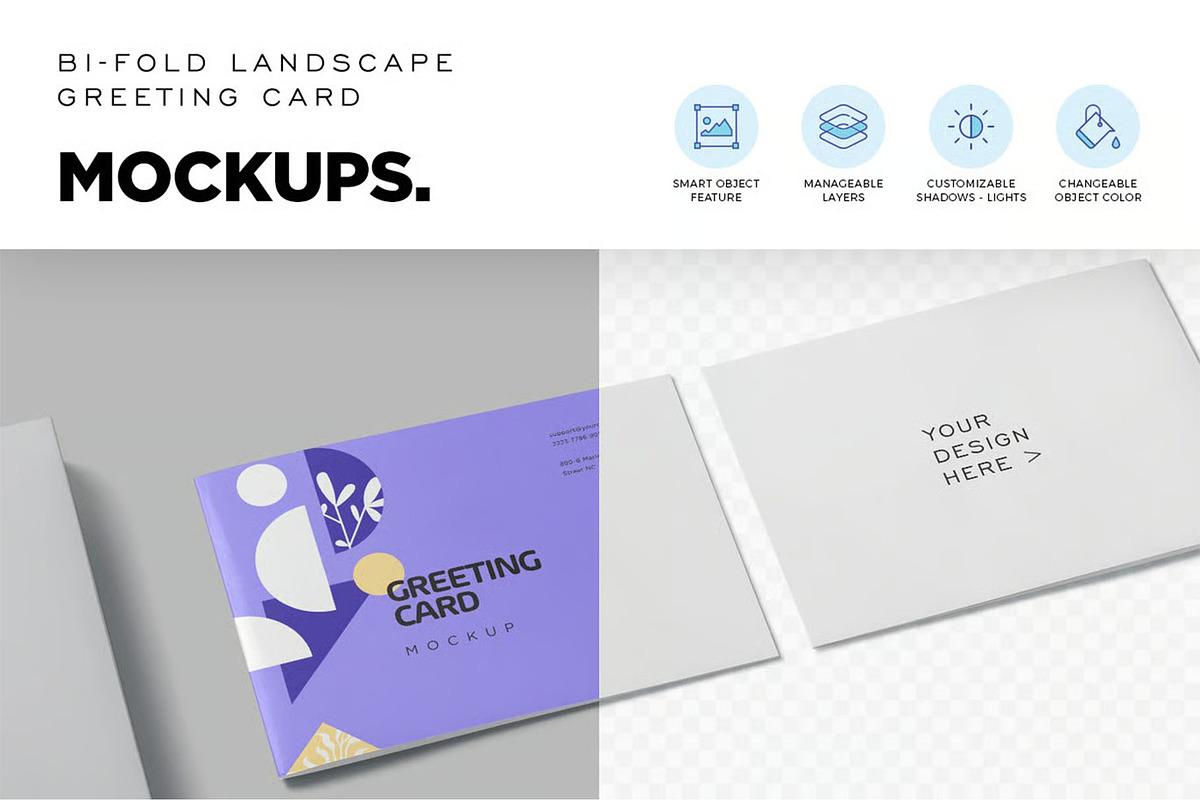 Landscape A4 2Fold Post Card Mockups, an Advertising Mockup by megostudi0 (Photo 3 of 7)